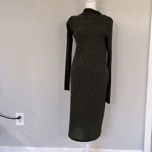 Michael Stars Jasper Ribbed Knit Midi Dress, Olive, Size M